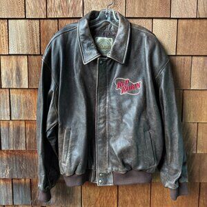 VTG Saxon Premium Leather Red Robin Burgers Aviator Jacket in Men's XXL
